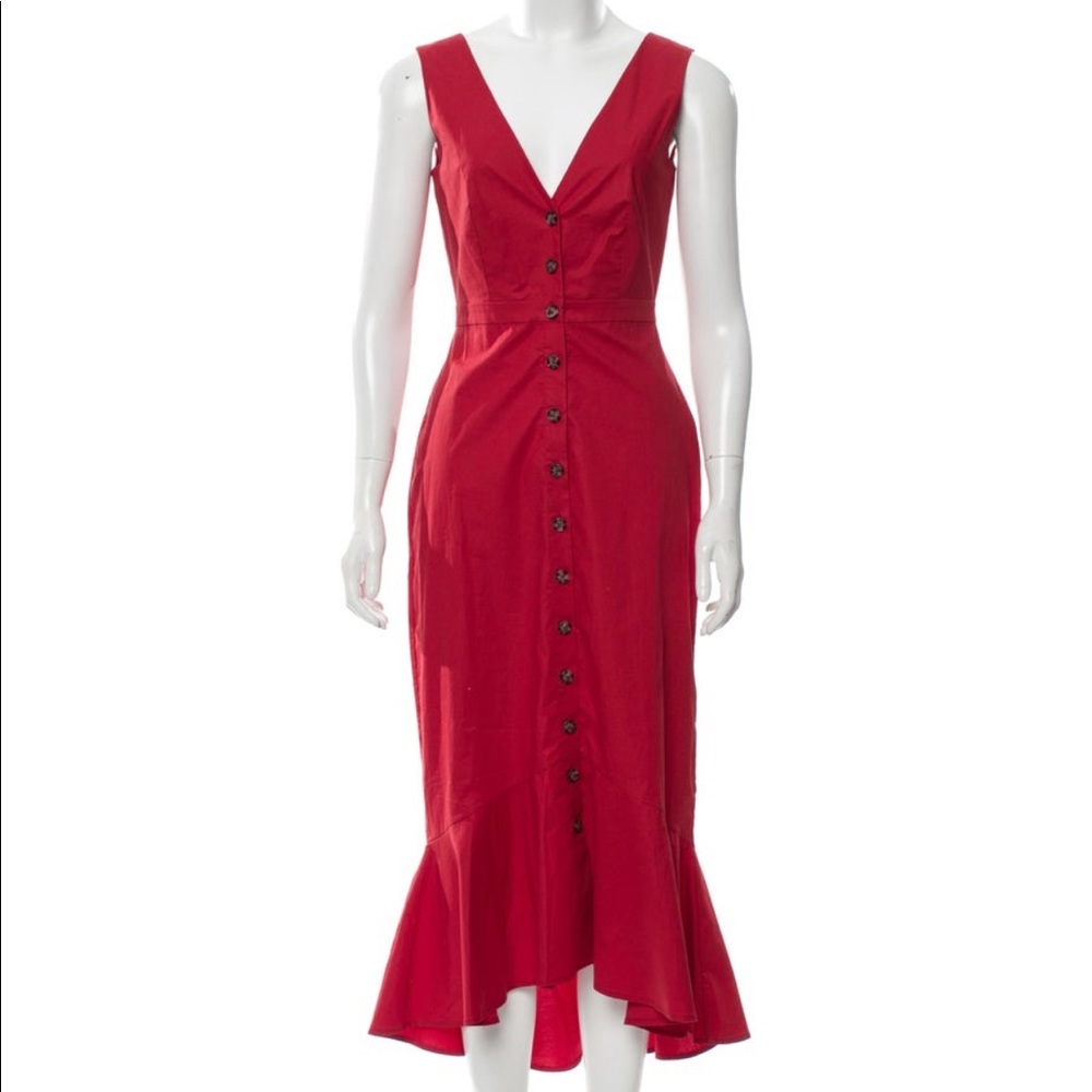 NWT Red Saloni button front midi dress US4/UK8
